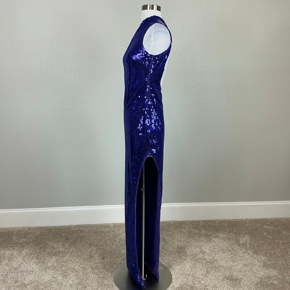Mac Duggal 10905 Sequined Backless Long Column Evening Gown Purple Size 4 Dress - Picture 7 of 12